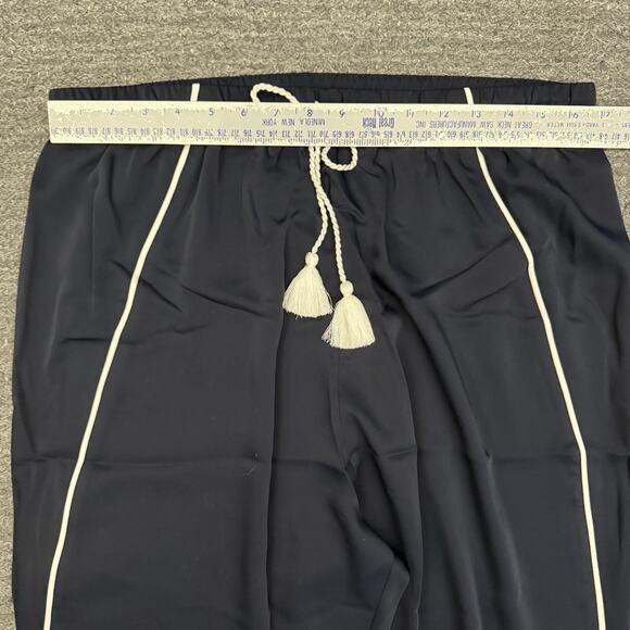 Negative Supreme Jogger Pants Women XL Navy Blue Satin Drawstring Slinky Sleep - Picture 3 of 11